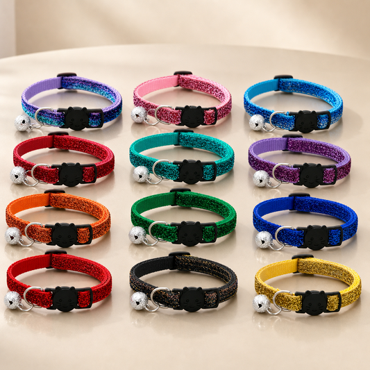 Adjustable Colorful Cat Collar with Bell for Pets